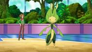 Sewaddle's final form, Leavanny, in the anime (Image via The Pokemon Company)